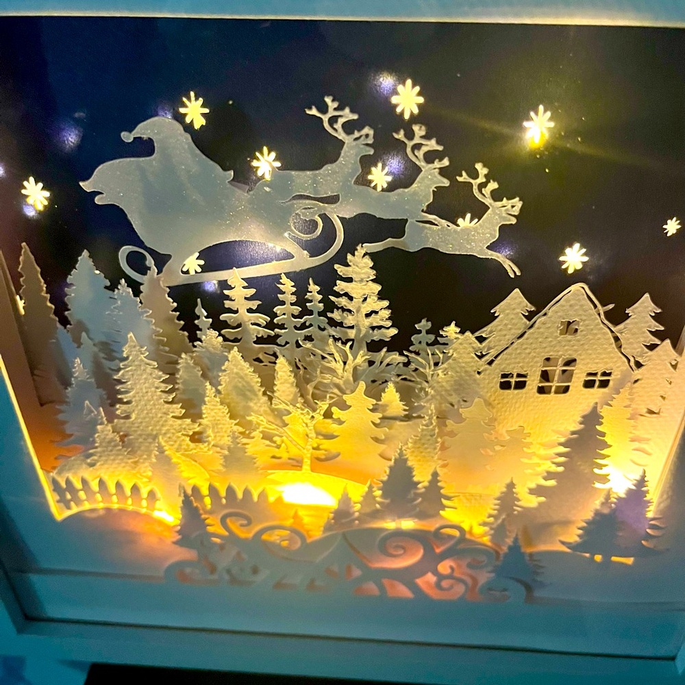 Christmas themed lit shadow box